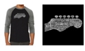 LA Pop Art Guitar Head Men's Raglan Word Art T-shirt